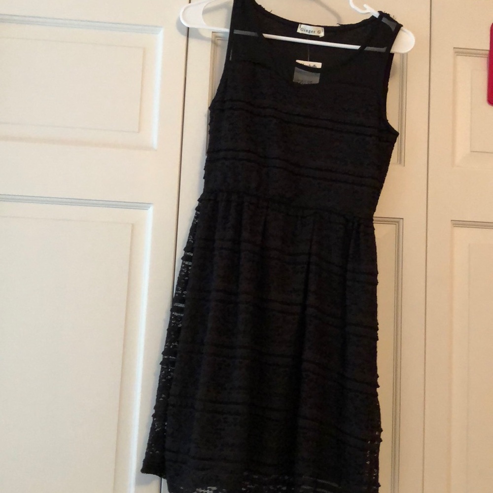 Lace black tank dress